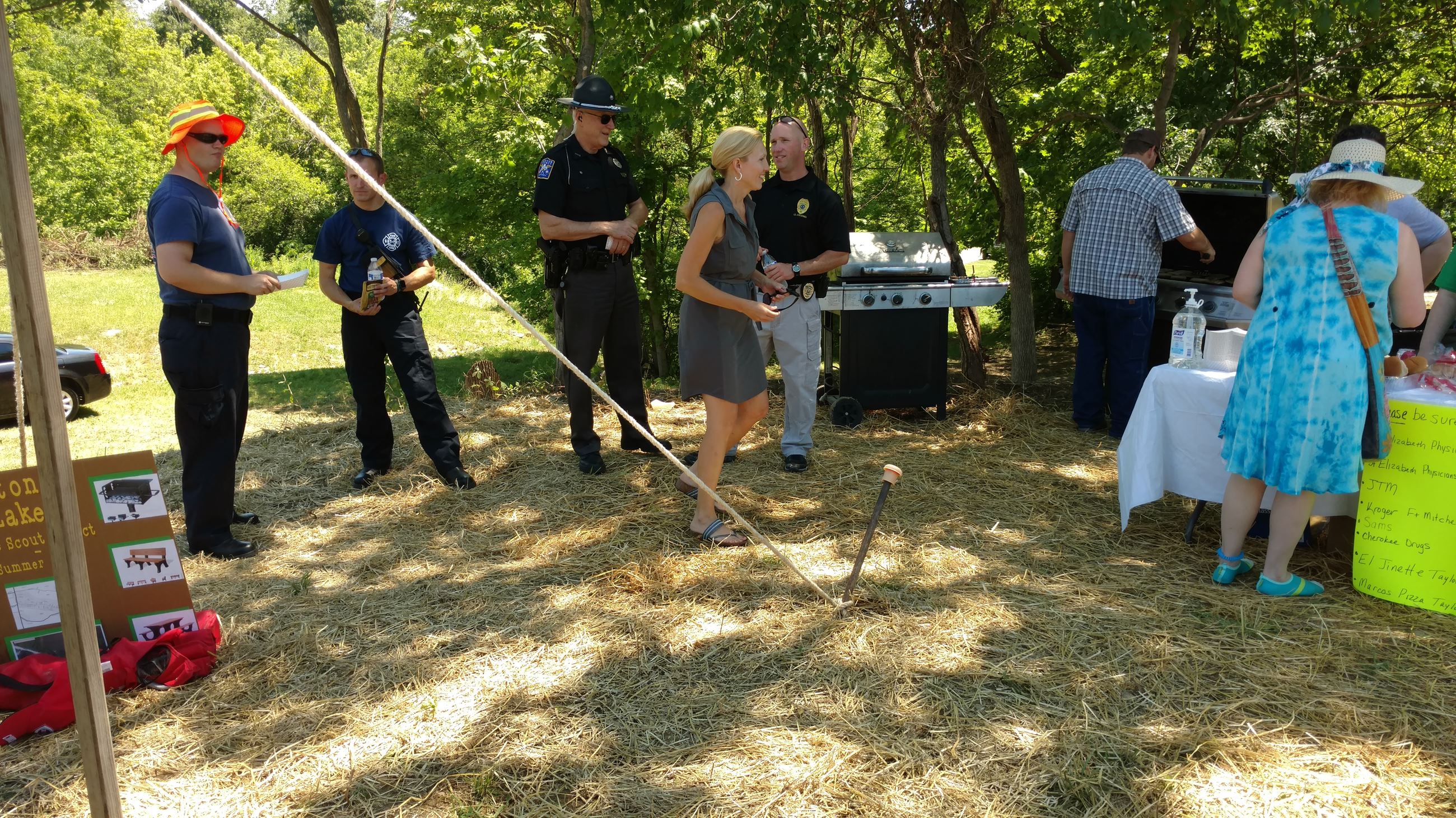 People mingling at the cookout