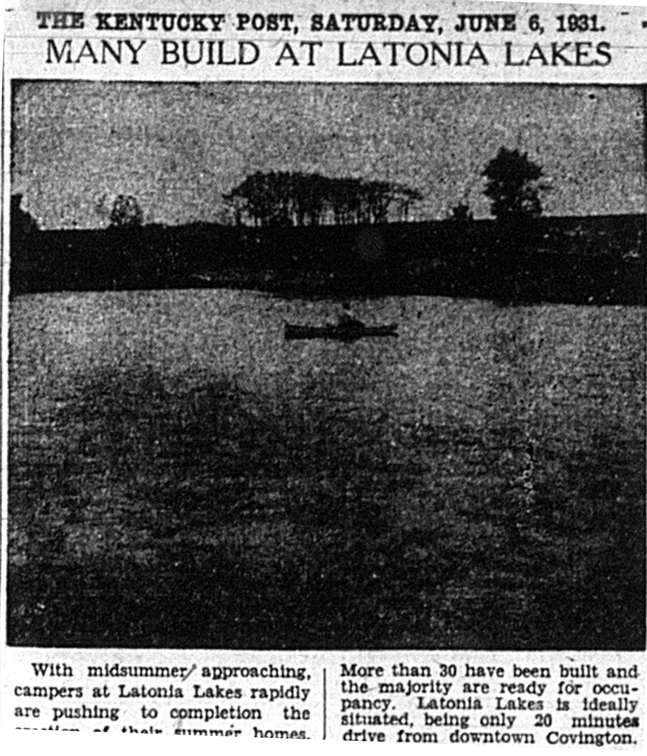 Historical Latonia Lakes Newspaper Clipping 5