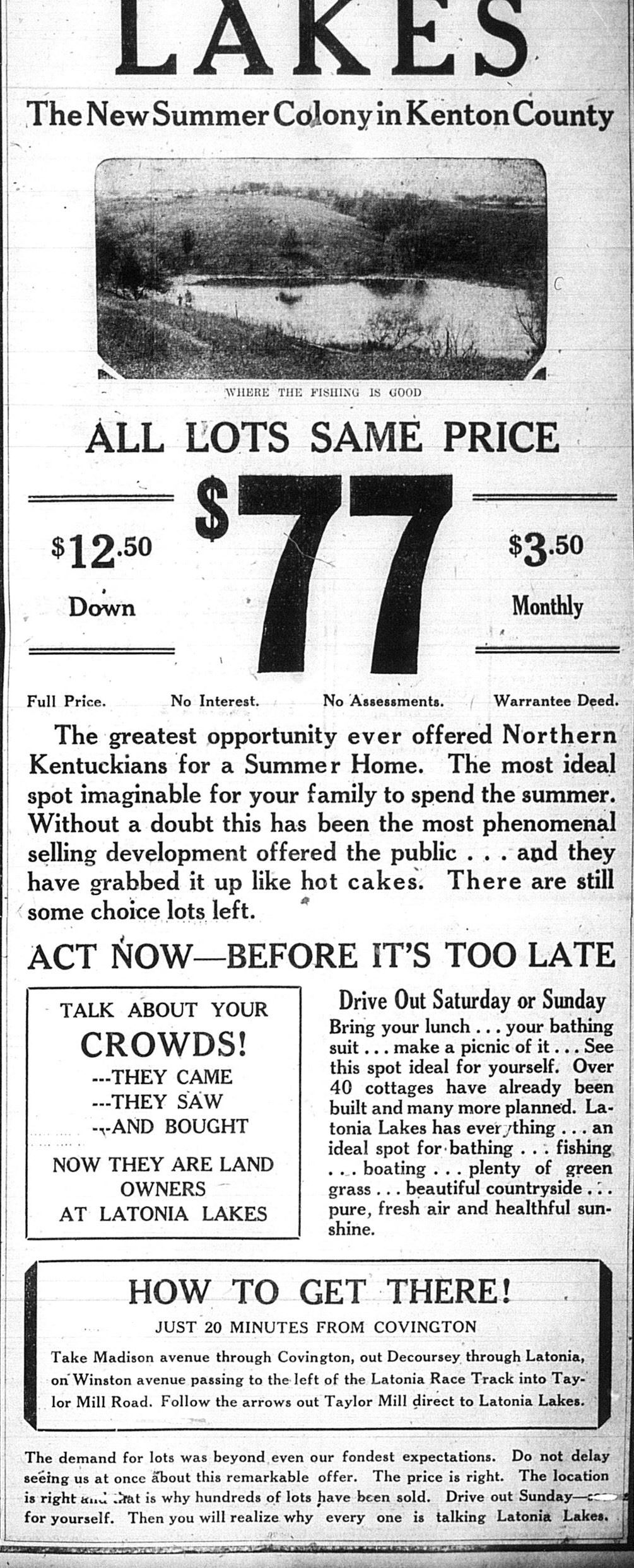 Historical Latonia Lakes Newspaper Clipping 6