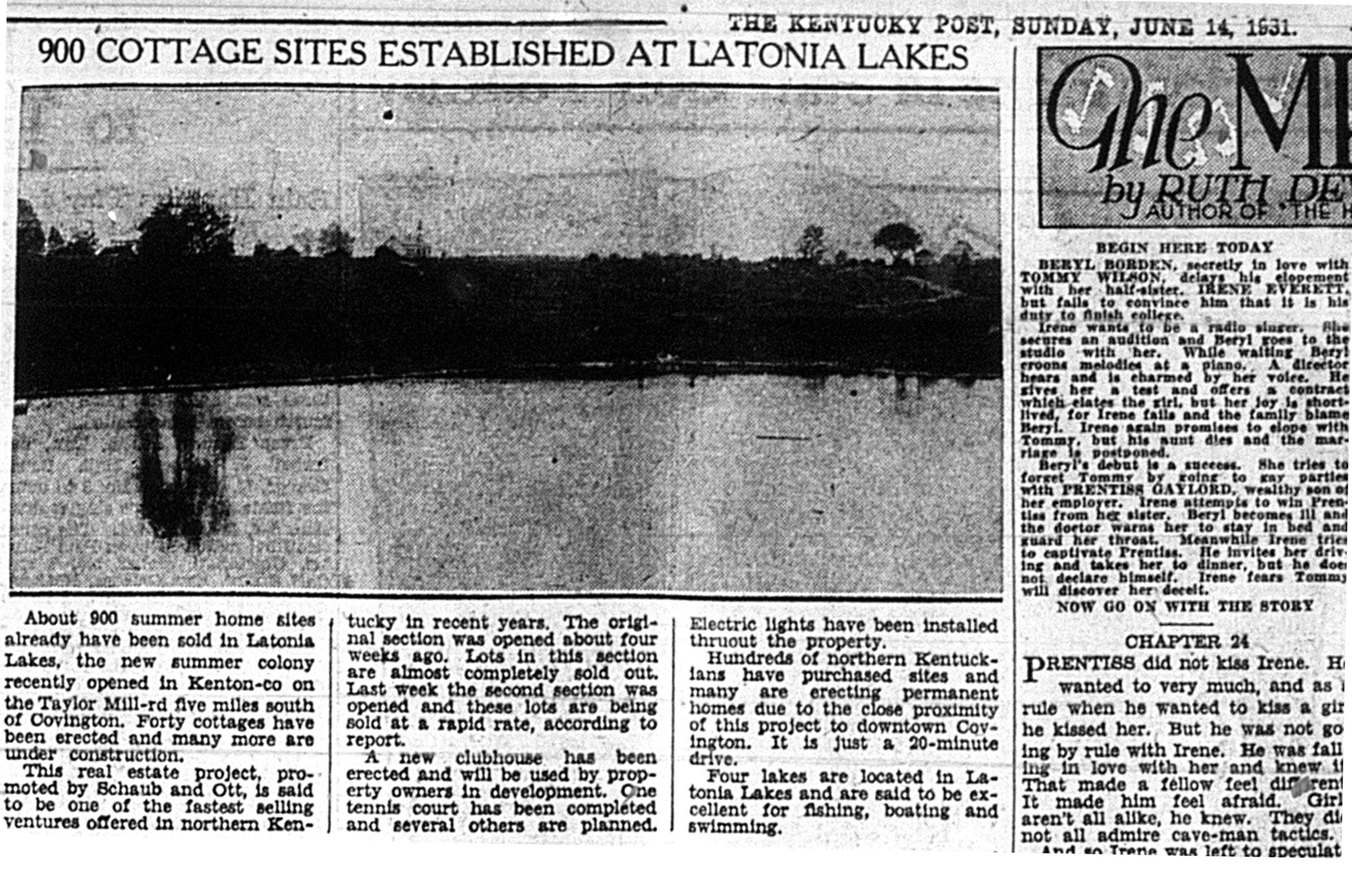 Historical Latonia Lakes Newspaper Clipping 7