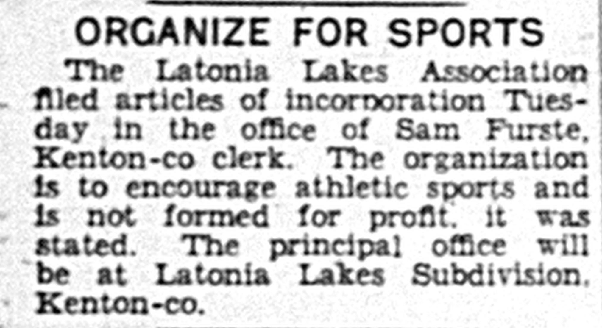 Historical Latonia Lakes Newspaper Clipping 9