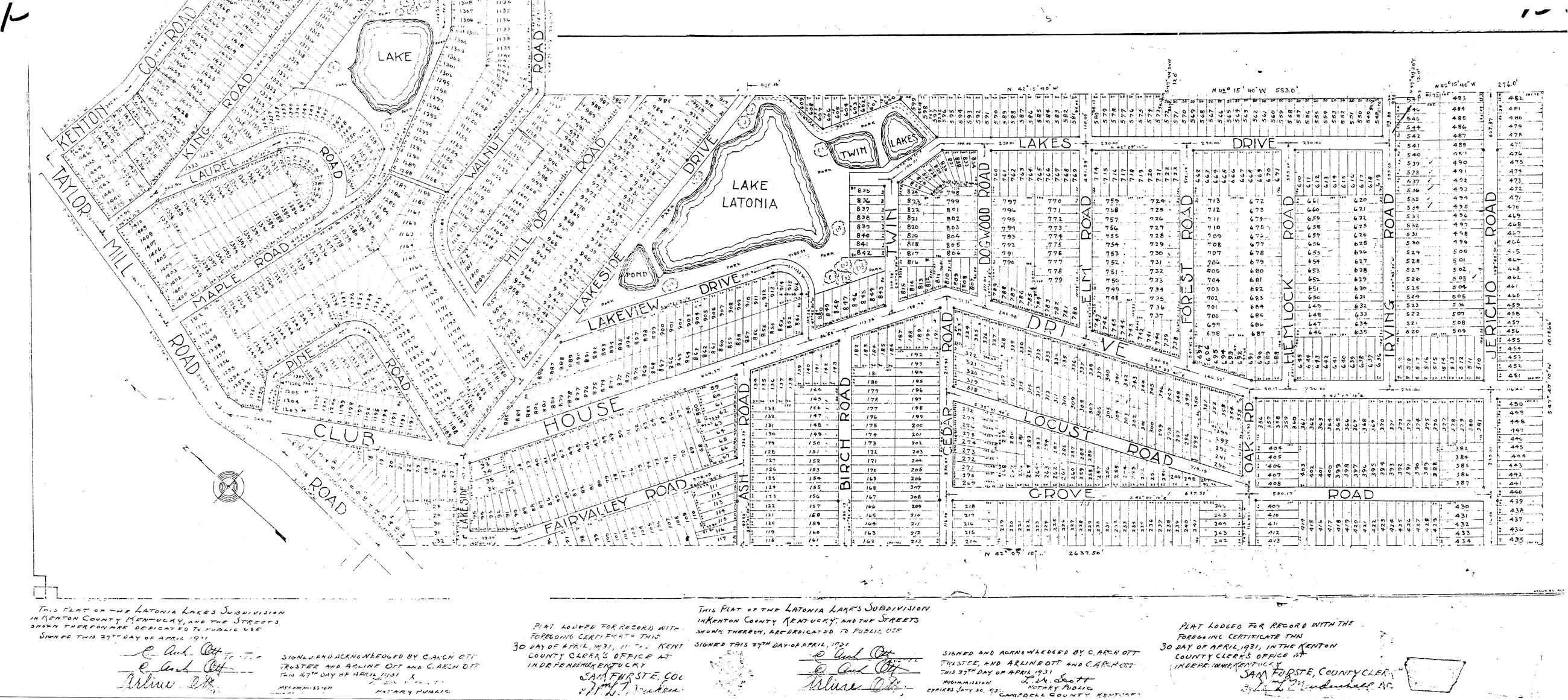 Latonia Lakes Original Plat