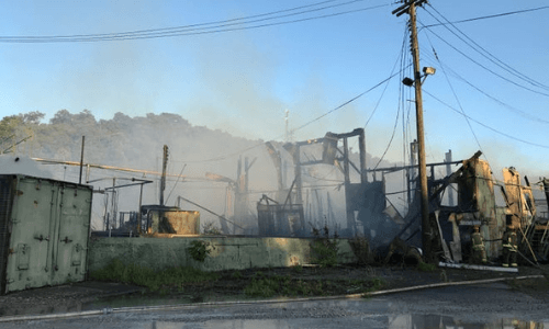 Building in Ludlow after fire desturction.