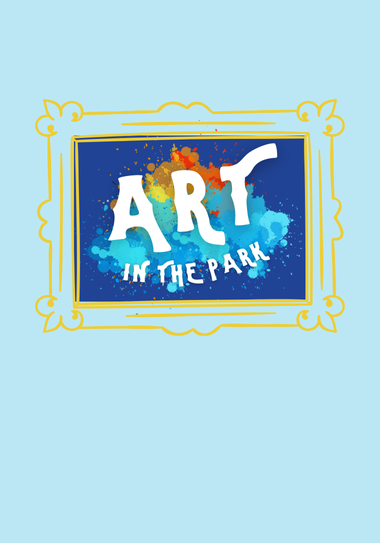 Art in the Park in frame on blue