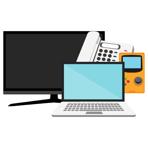 Television, computer, phone, and game controller icons.
