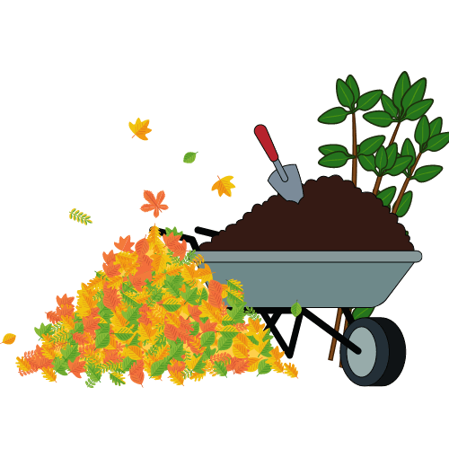 Pile of leaves, dirt and tree branch icons.