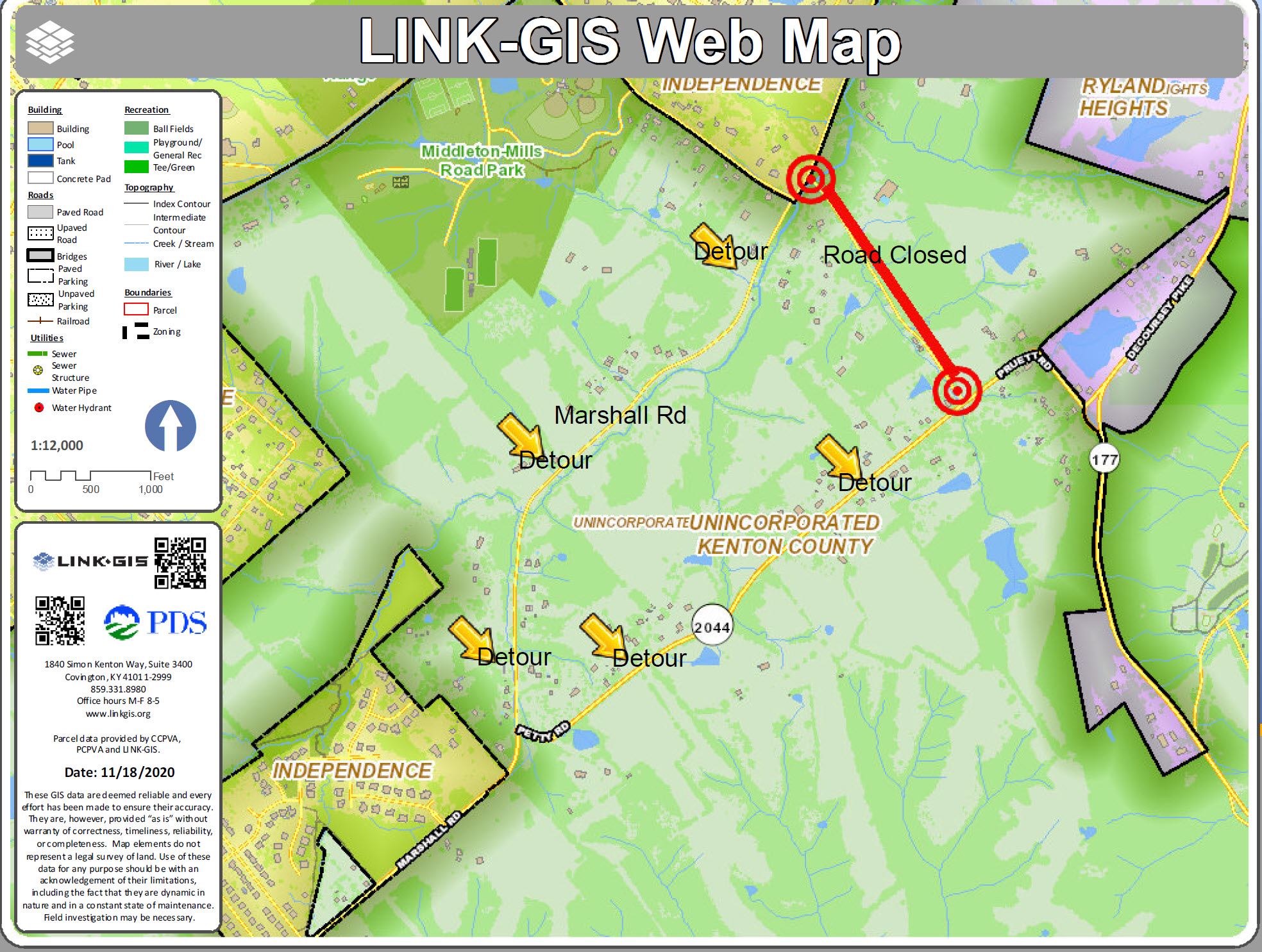 Road Closure- Pruett Road Map