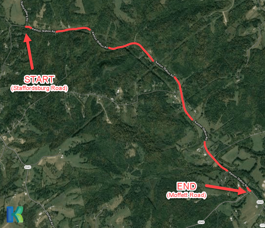 Kenton Station Road Maintenance map.