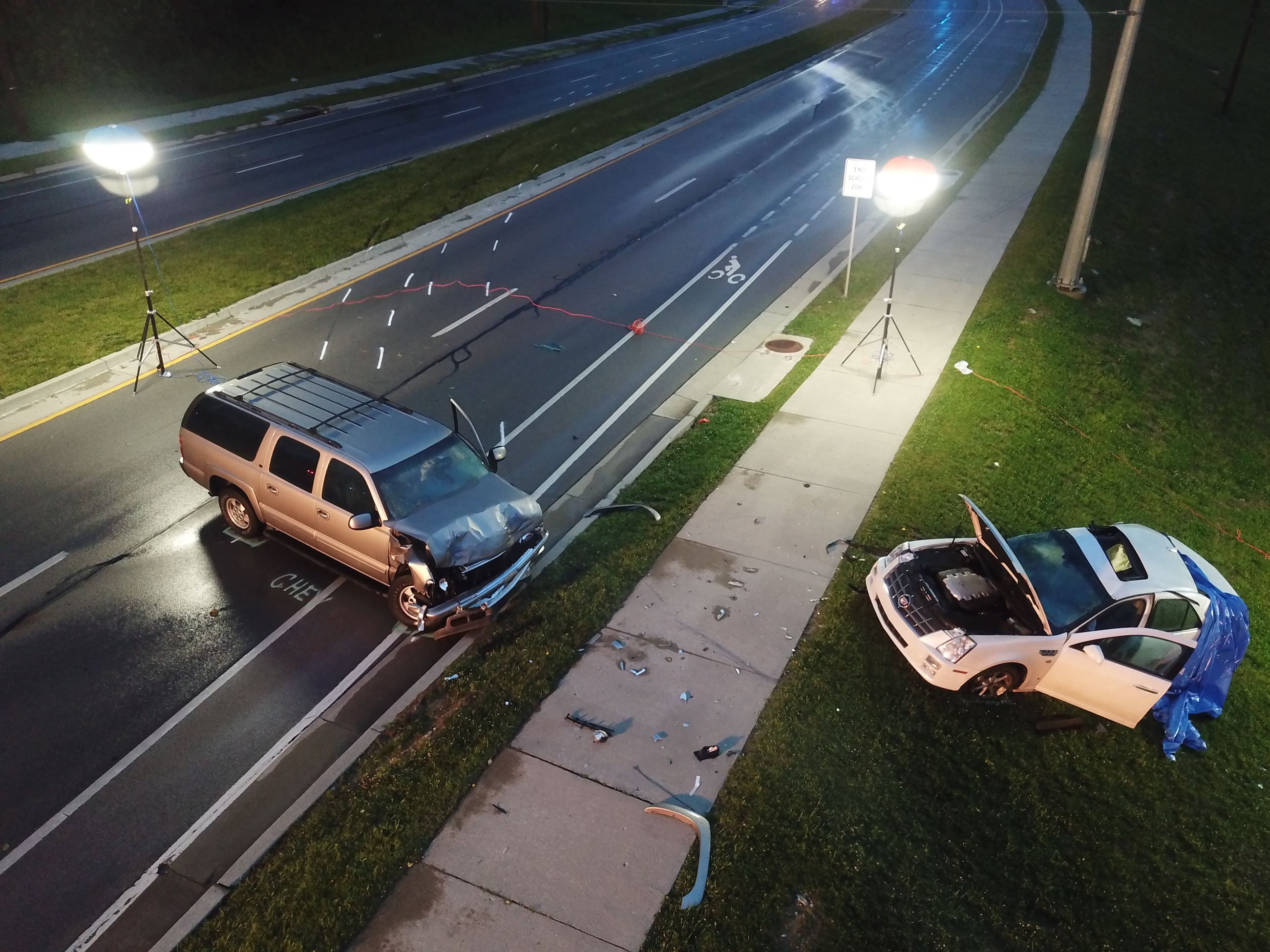 Accident scene involving two vehicles.